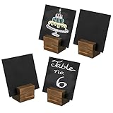 MyGift Tabletop 4-Inch Erasable Chalkboard Signs, Placeholders with Rustic Brown Wood Stands, Set of 4