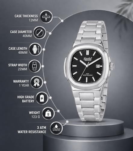 Image of Ajanta Quartz Astera Dial Stainless Steel Date Display Watch for Men