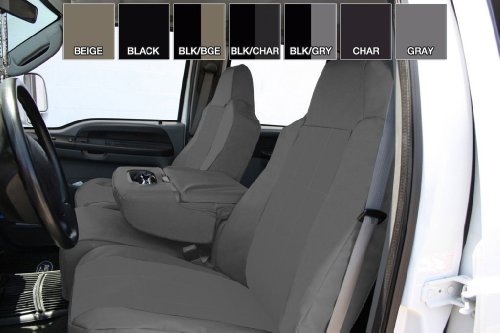 Center 60/40 Split Bench Seats, CalTrend DuraPlus Seat Covers for 2012-2014 Chevrolet Suburban 1500|Chevrolet Suburban 2500|Chevrolet Tahoe Beige Beige Insert with Black Trim