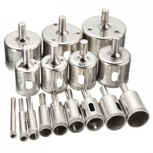 Image of 16PCS Diamond Hole Saw Drill Bits Set Kit for Ceramic, Premium Glass Drill Bit for Bottles,Pots, Marble, Granite Stone, Tile Cutting, 1 /4 to 2 Inch
