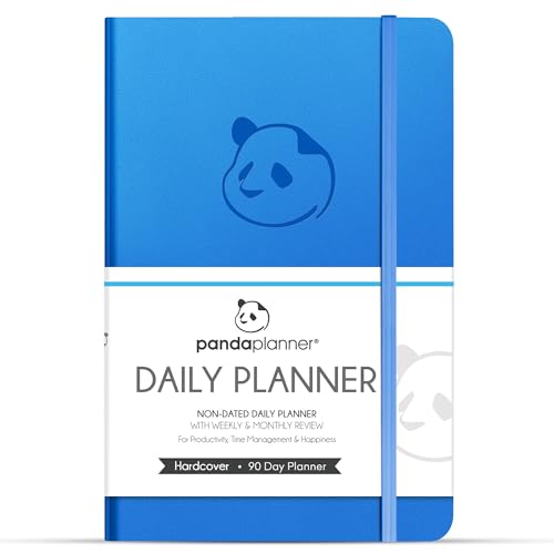 Image of Panda Planner 90-Day Undated Daily Planner - Boost Productivity, Set Goals & Manage Time - Monthly /Weekly Sections - Hardcover - Blue
