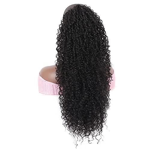 Youthfee 27 Inch Drawstring Ponytail Deep Curly Heat Resistant Human Hair Blended Instant Clip Ponytail Extension Protective Style Afro Kinky Curly Hair Pieces For Women thumb #5