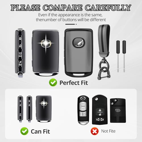 Image of For Mazda Key Fob Cover Accessories, Matte TPU Material, With a Cute Leather Keychain, for 2019-2025 Mazda 3,2020-2026 CX-5, CX-30, CX-9，CX-50