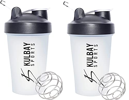 Kulbay Sports Mini | プロテインシェイカー 2個セット 400ml シェーカーボトル | (容量 600ml) シェイカーボトル プロテイン 小さめ | ボール入り 2個
