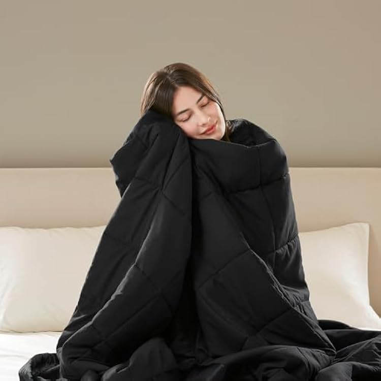 Madison Park King Size Blanket Ultra-Soft Microfiber King Size, Box Quilting with Satin Binding, All Season & Lightweight King Summer Blanket for Bed, Couch & Sofa, King, Balck