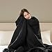 Madison Park Queen Size Blanket Ultra-Soft Microfiber Queen Size, Box Quilting with Satin Binding, All Season & Lightweight Queen Summer Blanket for Bed, Couch & Sofa, Full/Queen, Black