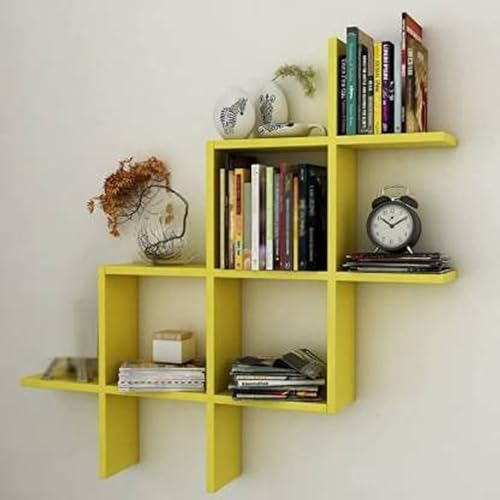Image of Wooden Wall Shelves for Living Room, Kitchen, Hallway, Bedroom, and Bathroom; Wall Mounted Book Shelf; Wall Shelf for Photos and Decorations; Bend Shelve (Plus New ylo)