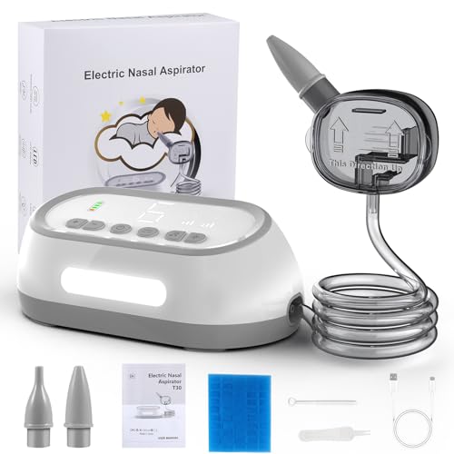 Aspirador Nasal Eléctrico Uplayteck, Aspirador Nasal Para Bebés Electrico con 3 Niveles de Succión‌, 2 Boquillas, Música Relajante y Luces, Alivia la Naricitá Tapada del Bebé con Delicadeza