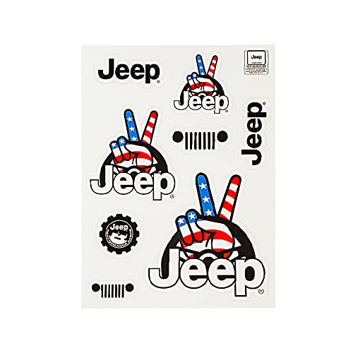 Jeep Wave Stickers Sheet – 8 Patriotic Peace Sign Decals Official Licensed – American Flag Heritage Community Stickers Made in USA