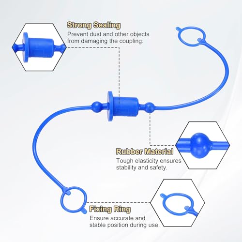 Image of HARFINGTON 2Sets 1 /4 Hydraulic Hose Dust Cap and Plug Kit, ISO-A Male Dust Cap & Female Plug Cover Quick Disconnects Air Coupler Cover Port Plug Fittings with Retention Ring, Blue /Yellow
