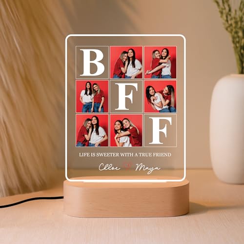 Image of Giftplease Customized Photo with Led Light Stand | Personalised Printed Photo Frame | Birthday (Transparent Frame, 6 * 7.25 Inches), Tabletop FRND 08