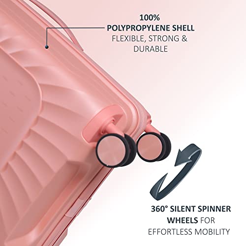 Image of ROMEING Sicily 20 inch, Polypropylene Luggage, Hard Sided, (Pink 55 cms) Small Cabin Trolley Bag | 8 Spinner Smooth Wheels | TSA Lock | Unbreakable | Men & Women & Kids