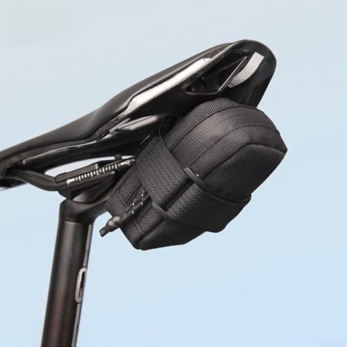 Sacoche de selle de vélo en polyester 600D avec fente, rangement compact pour outils de vélo de route, VTT, fixation tactile sécurisée (noir) – vue 2