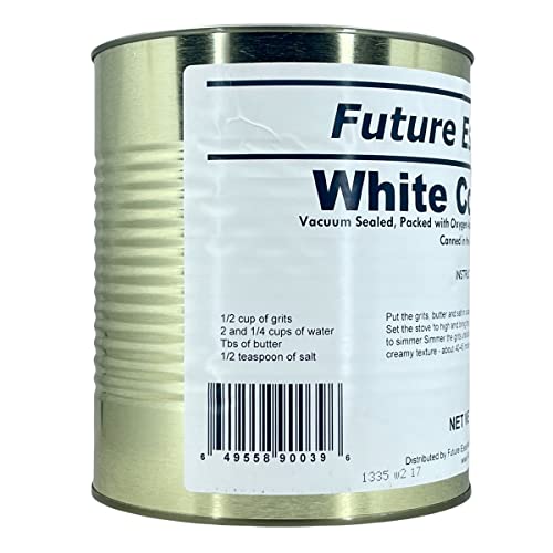 Future Essentials White Corn Grits #10 Can – Old-Fashioned Natural Corn Grits for Long Term Storage with 30-Year Shelf Life – Made in the USA for Emergency Prep & Everyday Cooking, 5 Lbs