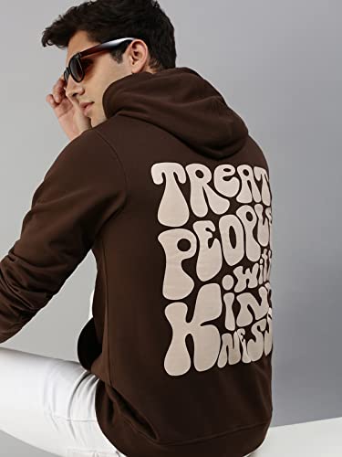 Image of Veirdo Cotton Fleece Regular Fit Full Sleeve Hooded Sweatshirt Front and Back Graphic Printed Jumper Hoodie for Men