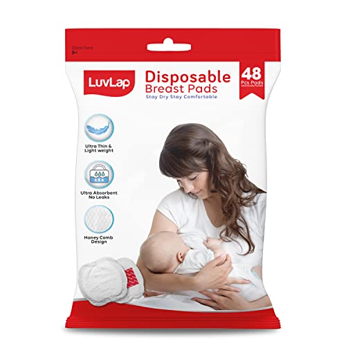 Image of Luvlap Baby Breast Milk Storage Bags (Pack of 50), Bpa Free Disposable Milk Freezer Bags for Breast Feeding, Transparent & Ultra Thin Honeycomb Nursing Breast Pads, 48Pcs, Disposable