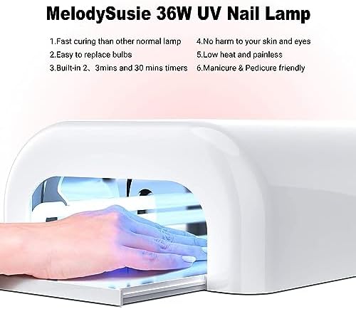 MelodySusie Professional UV Nail Lamp with 4 Light Tubes & Metal Sliding Base, S-Pro04 Salon-Grade Fast Curing Nail Dryer for 3D Printer UV Resin, Hard Gel, Extension, & Acrylic Gel Polishes