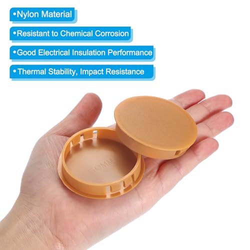 Image of PATIKIL 2 inch /50mm Plastic Hole Plugs, 20Pcs Flush Type Round Hole Plugs Cover Snap in Locking Hole Tube for Table Kitchen Cabinet Furniture, Orange-Yellow