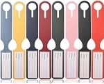 8 PCS Waterproof Leather Luggage Tags with Name Id Card, Travel Luggage Tag, Durable Travel Accessories (8 Colors)