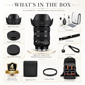 Sigma 24-70mm f/2.8 DG DN II Art Lens for Sony E, Bundle with Backpack, Multi Coated UV Lens Filter, LensPen Cleaner, Cap Tether and Cleaning Kit, Sigma 4-Year Limited Warranty — photo 2 of 6