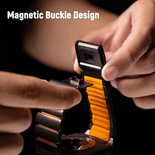 Image of Magnetic Titanium Band Compatible with Apple Watch Ultra 3 /2 /1 Band 49mm Series 11 10 46mm 45mm 44mm 42mm SE 3 /2 /1 9 8 7 6 5 4,Luxury Silicone Dual-Layer Link For iwatch Men Women