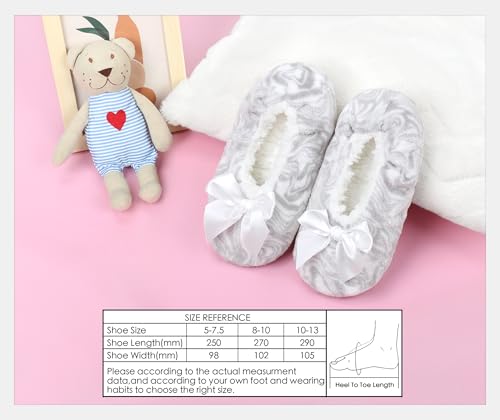 Image of DICUIRD Womens Cozy&Warm Soft Sole Slipper Socks with Grippers-Girls Teddy Fleece Indoor Slipper with Non-skid Bottoms