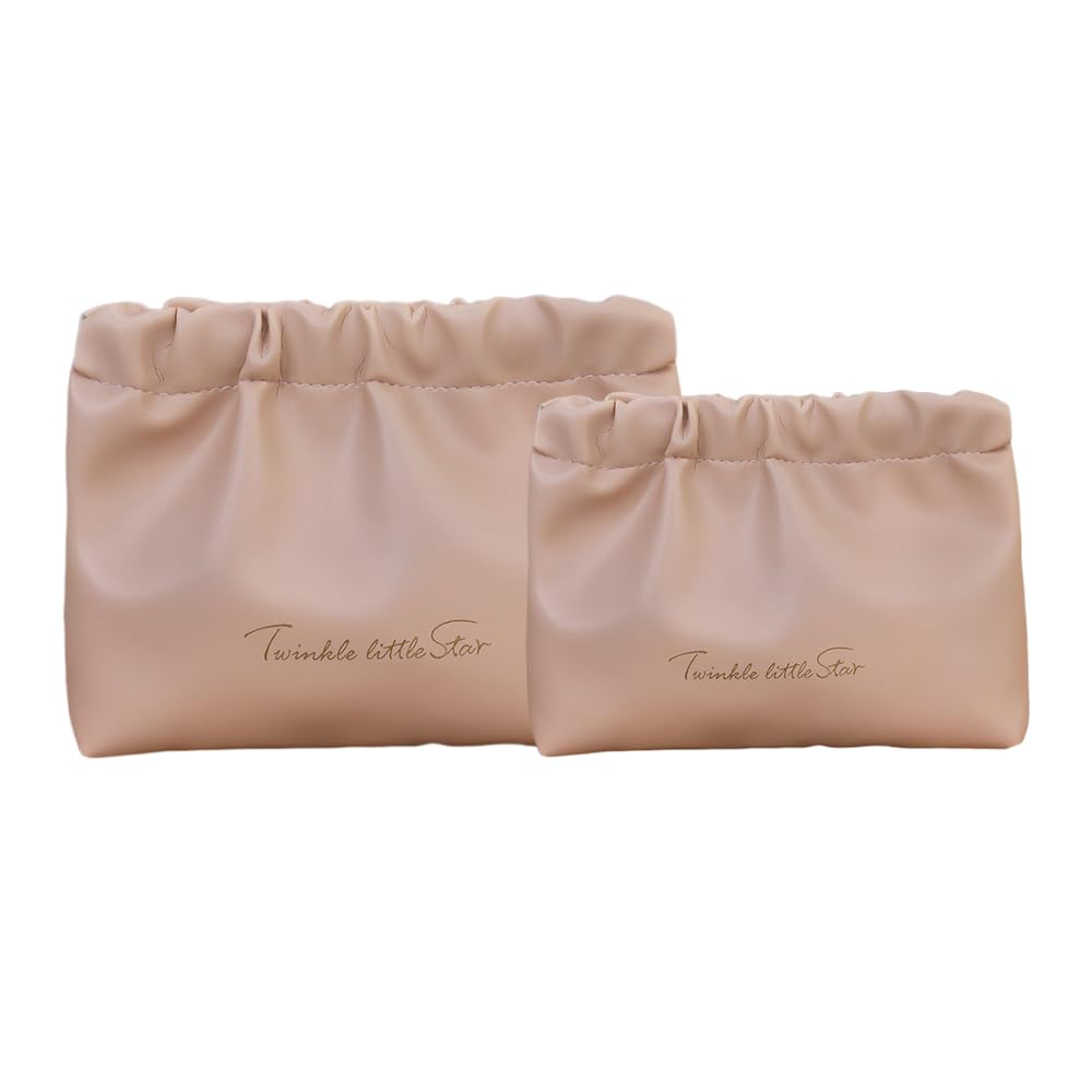 2Pcs Pocket Cosmetic Bag,Portable Mini Lipstick Storage Bag,Shrapnel Closure Portable Travel Make Up Organizer Bag (Pink)