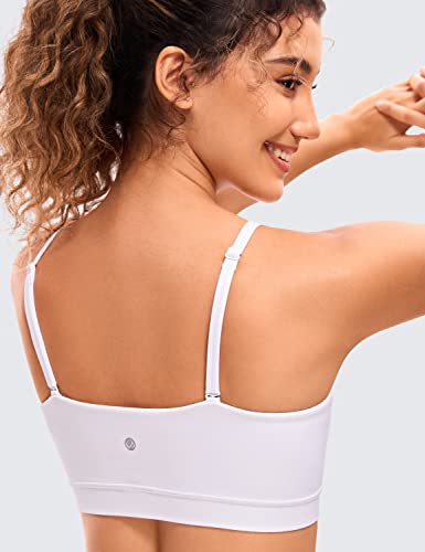 Image of CRZ YOGA Butterluxe Womens Adjustable Spaghetti Thin Strap Sports Bra - Padded Wireless Square Neck Workout Yoga Clothes