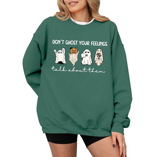 Don't Ghost Your Feelings Talk About Them Sweatshirt Halloween Ghost Hoodie Crew & Hooded Neck Long Sleeve Tops3