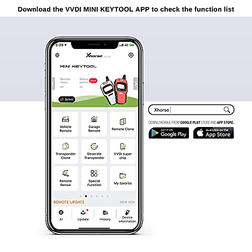 VVDI Mini Key Tool Remote Key Programmer Compatible for iOS & Android Remote Renew Function Global Version
