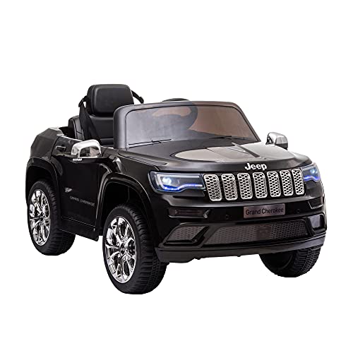 Voiture véhicule électrique Enfant 12 V - Télécommande parentale fournie - V. Max. 3 Km/h - Effets sonores, Lumineux - Jeep Grand Cherokee Noir
