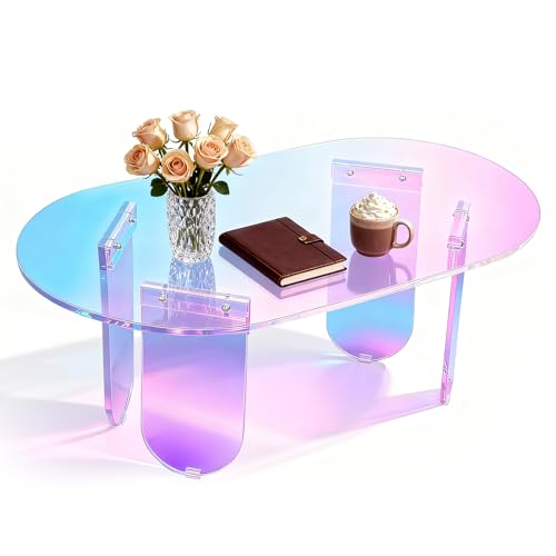 Round Square Acrylic Coffee Table Modern Accent Modern Chic Desk