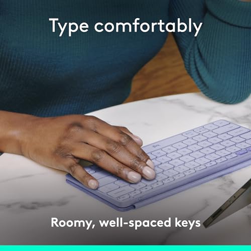 Image of Logitech Keys-to-GO 2 Portable Bluetooth Tablet Keyboard with Built-in Cover, Slim & Compact Wireless Keyboard for Windows, Android, Linux, iPad, iPhone, Mac, Apple TV - Lilac