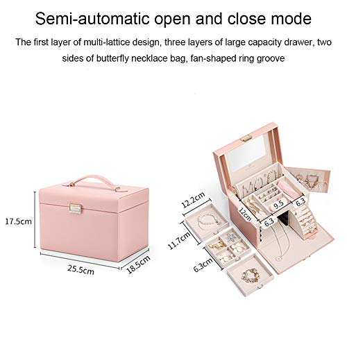 Mdfql Jewelry Organizer Box, Faux Leather Jewelry Box Organizer, Portable Necklace Ring Earrings Organizer With Handle, Gift For Girls Or Women,Pink #TOP1