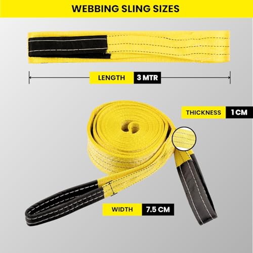 Image of Heavy Duty Polyester Sling Belt (Pack of 2) | Reinforced Webbing Belt for Industrial, Construction & Handling Work (3 Ton 3 Mtr)
