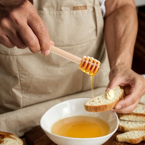HANSGO Wooden Honey Dipper Sticks, 20 Pack 3 Inch Mini Honey Stirrers for Jars Dispense and Drizzle, Natural Wood Wand for Tea Party, Wedding Favors, Baby Shower Gifts