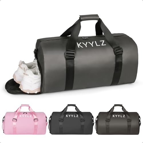 KYYLZ Sporttasche Damen, 28L Reisetasche Herren Schwimmtasche Kinder, Gym Bag mit Schuhfach und Nassfach, Trainingstasche, Weekender, Sports Bag, Wasserdicht Sporttasche für Gymshark, Fitness