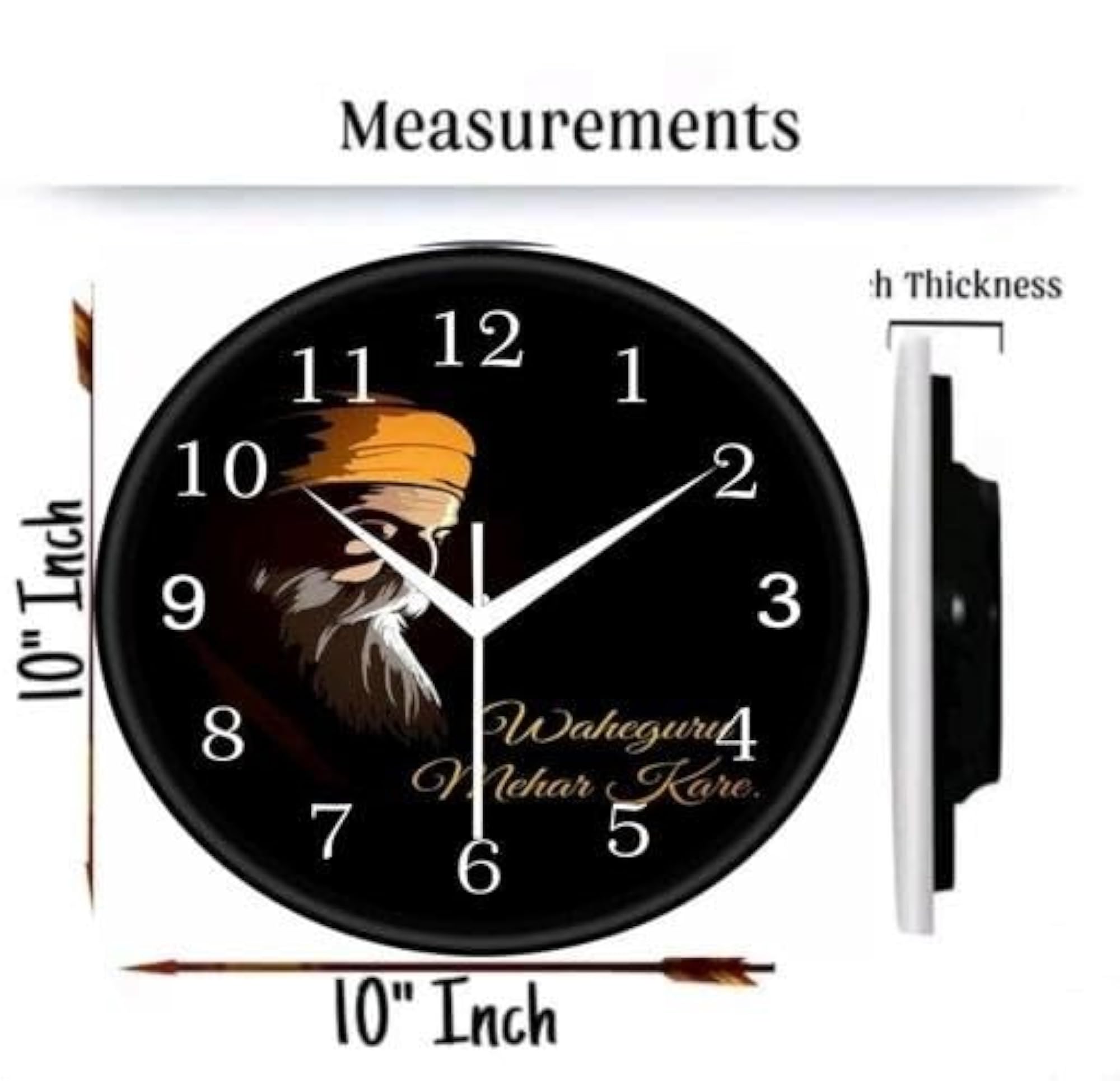 Round Analog Wall Clock with Artistic Printed Design