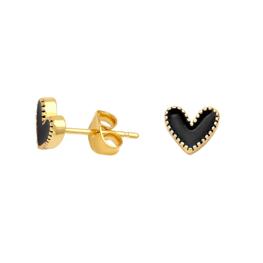 Heart Stud Earrings Cute Gold-tone Nickel Free Love Heart Colorful Enamel Studs Earring for Women Cartilage Piercing Post Hypoallergenic Fashion