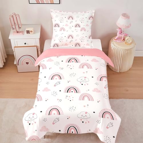 CINYE Regenbogen Bettwäsche 135x200 Kinder Rosa Bettwäsche-Sets Mädchen...