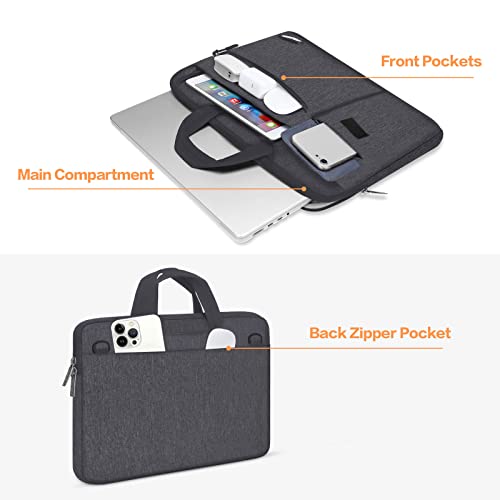 Mosiso Laptop Shoulder Bag Compatible With Macbook Air/Pro,13-13.3 Inch Notebook,Compatible With Macbook Pro 14 Inch 2023-2021 A2779 M2 A2442 M1,Polyester Flapover Briefcase Sleeve Case, Space Gray #TOP1