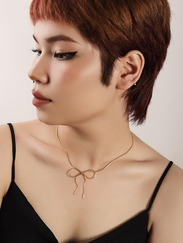OJERRY Simple Dainty Bow Necklace for Women, Coquette Aesthetic Jewlery for Women Girls2