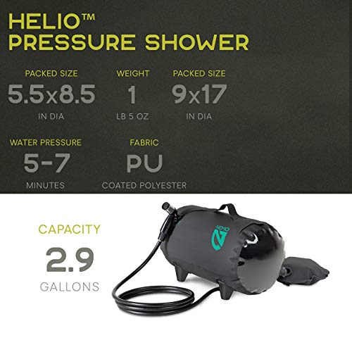 Nemo Equipment Helio Portable Pressure Camp Shower - 11 Liter - Black/Dark Verglas