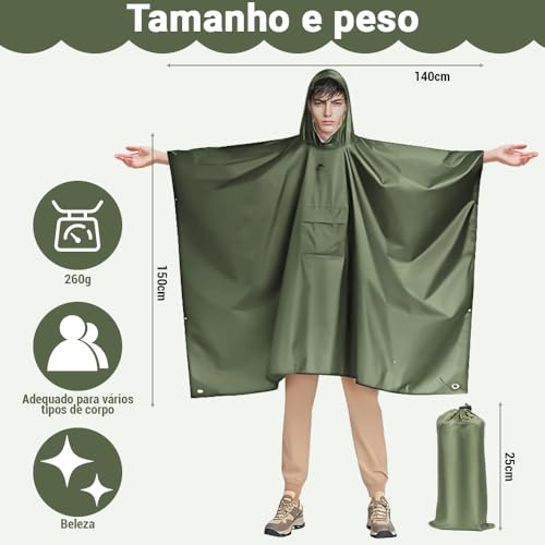 Capa de Chuva Multifuncional 3 Em 1, Poncho de Chuva Multifuncional, Capa de Chuva Poncho Impermeáve