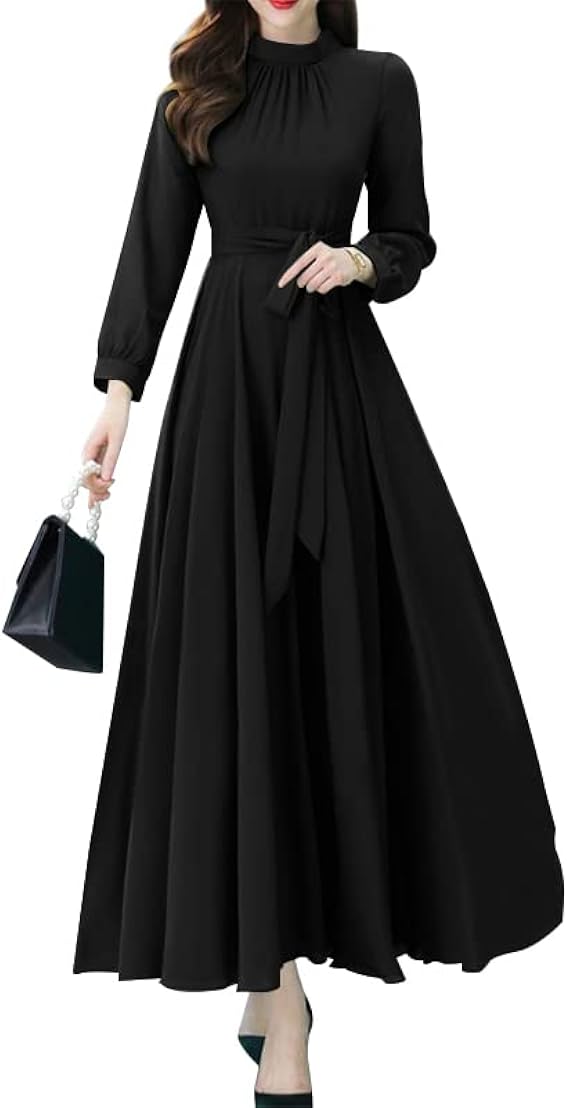 ZANZEA Women Elegant Long Sleeve A-line Maxi Dress Ball Gown Party Long Dresses Kaftan