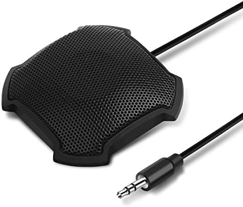 AKARY Conference Microphone 3.5mm Plug Mic Table Mini Plug & Play Meeting Omnidirectional Boundary Condenser Computer Microphones for Skype, Chatting, Streaming, VoIP Calls