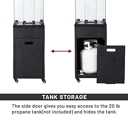 HOMYSHOPY-Fire-Column-Propane-Patio-Heater-41000-Btu-Outdoor-Heater-Waterproof-Cover-Quartz-Glass-Tube-Gas-Heater-with-Wheels-and-Ground-Nail-Adjustable-Heater-for-Backyard-Porch-Garden-Decoration-Bla