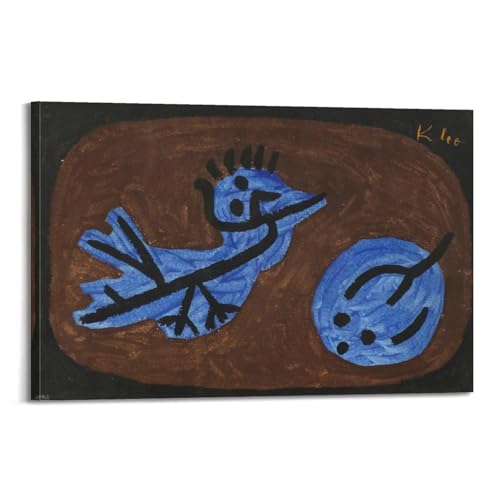 Toile Paul Klee oiseau bleu pour decoration salon moderne cubiste