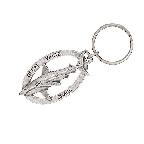 Image of Great White Shark Pewter Key Chain, Key Fob, Key Ring, Gift, S112KC