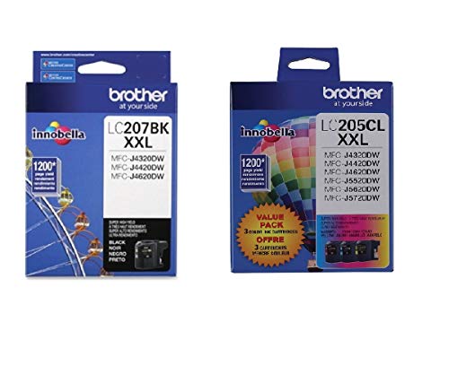 Brother LC207 Black Ink Cartridge with Super High Yield Color Cartridge Set